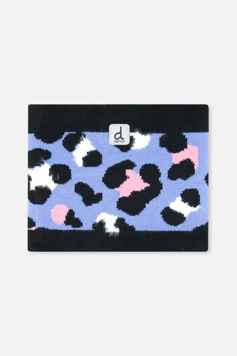 Leopard Jacquard Fleece-Lined Knit Neckwarmer