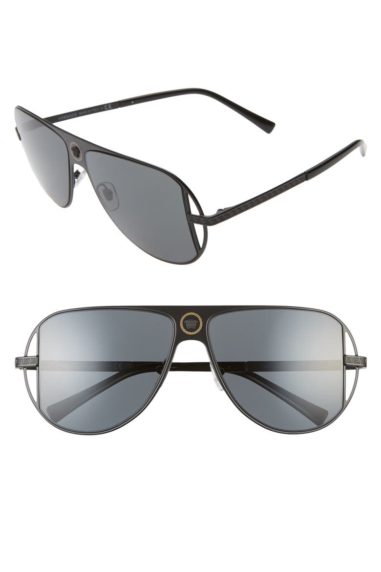 57mm Pilot Aviator Sunglasses, Main, color, MATTE BLACK