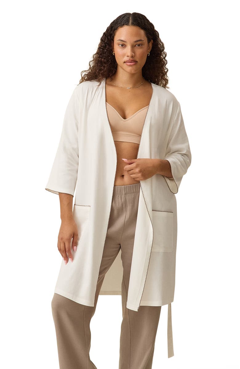 Kindred Bravely Cotton Blend Robe, Alternate, color, Taupe