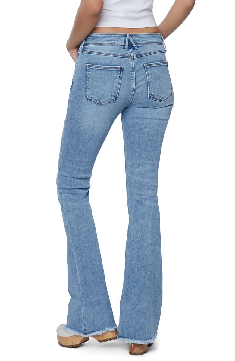 HINT OF BLU Frayed Mid Rise Slim Flare Jeans, Alternate, color, 