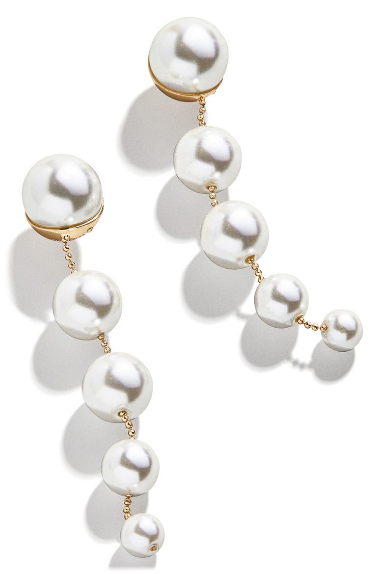 Sheri Imitation Pearl Linear Drop Earrings, Main, color, PEARL