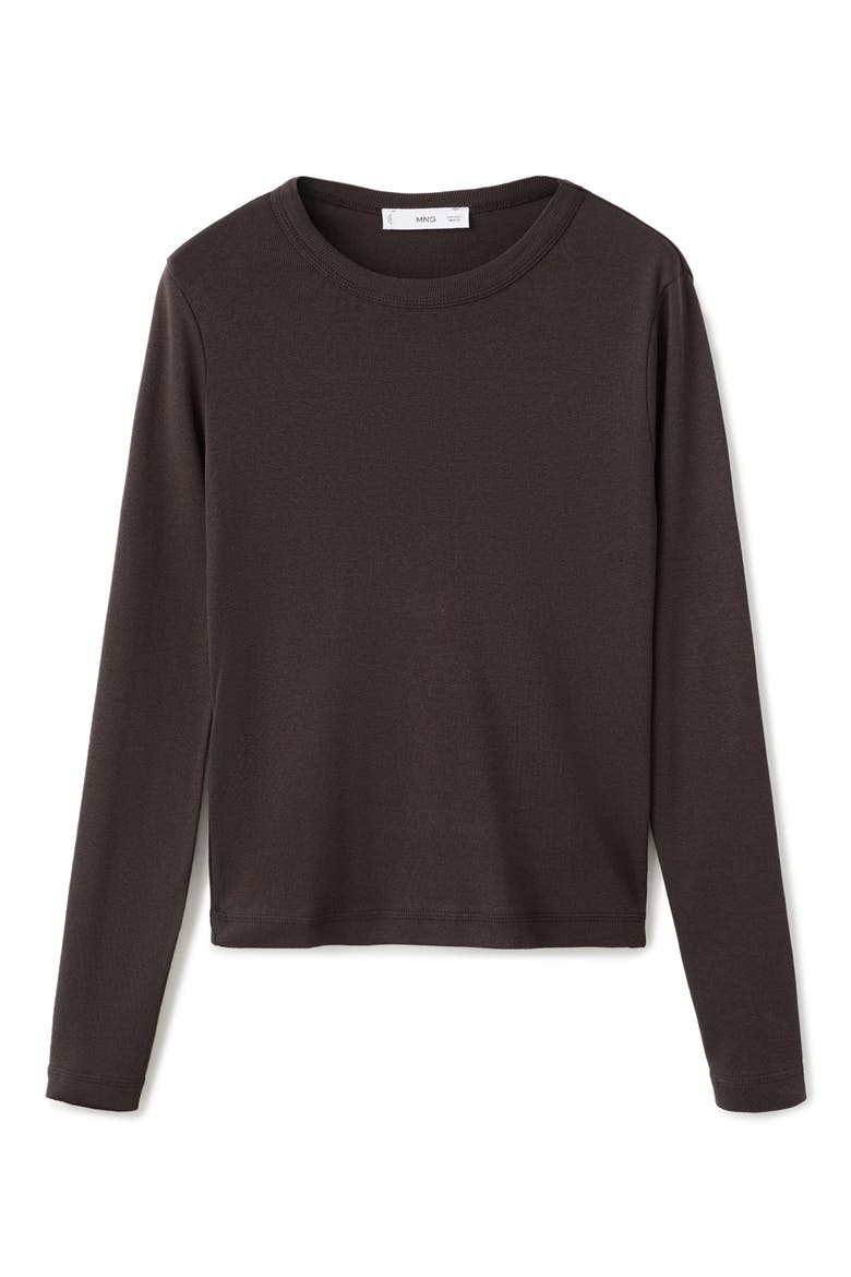 Long Sleeve Cotton Rib T-Shirt, Alternate, color, BROWN