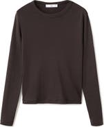 MANGO Long Sleeve Cotton Rib T-Shirt