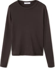 MANGO Long Sleeve Cotton Rib T-Shirt