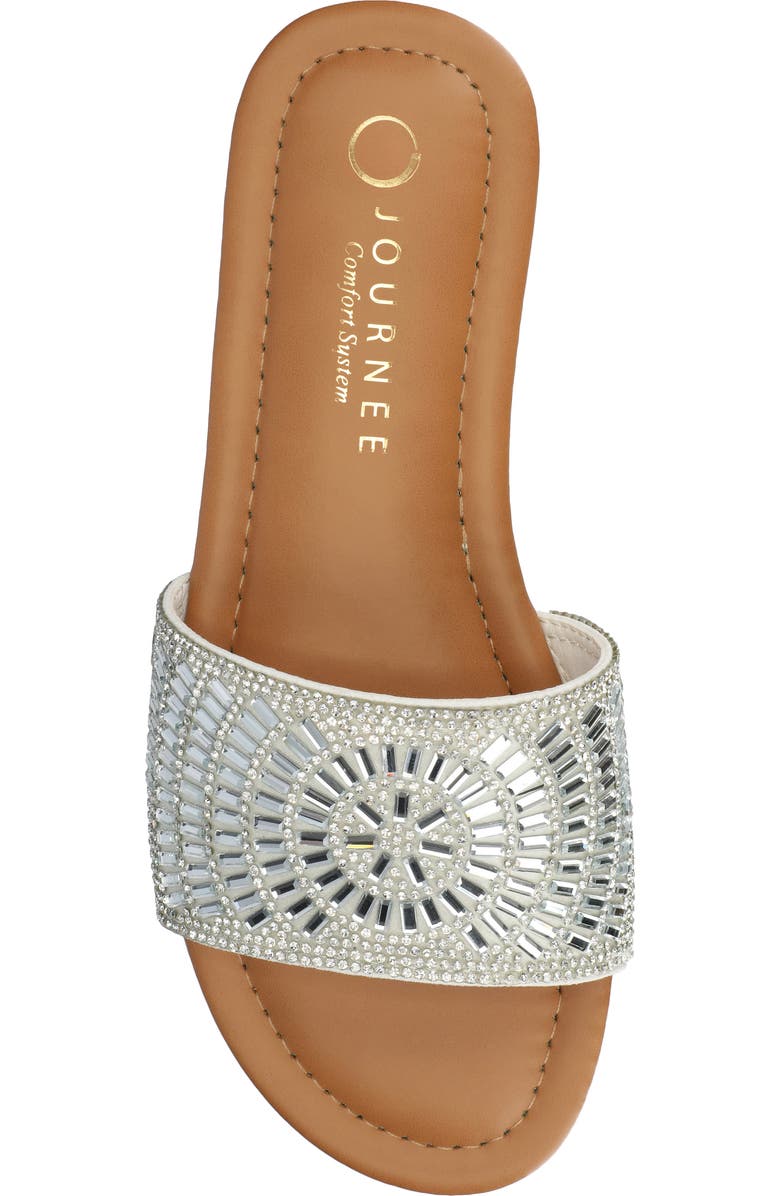 Journee Collection Maria Crystal Embellished Slide Sandal, Alternate, color, Silver