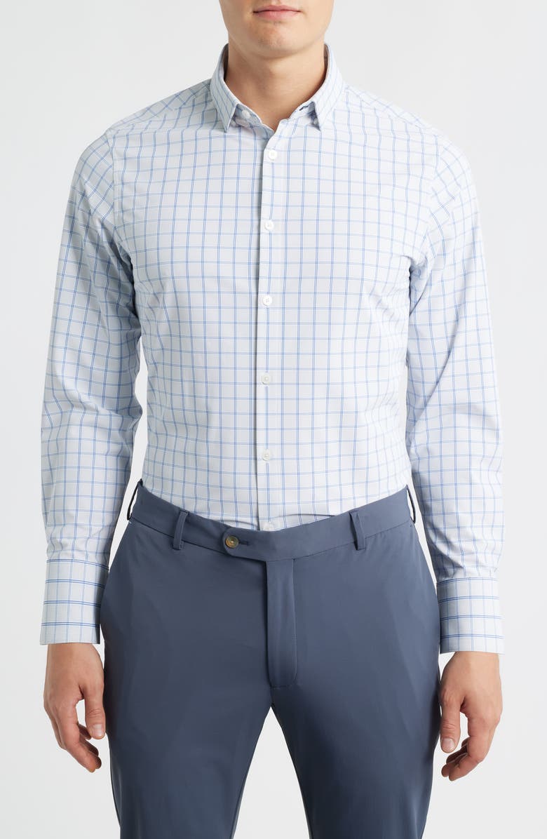 Mizzen+Main Leeward Trim Fit Check Button-Up Shirt, Main, color, Cobalt Hampton Plaid