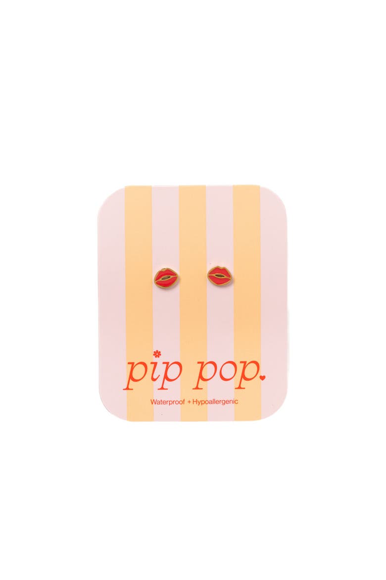 Girls' Lips Flatback Stud Hypoallergenic Earrings, Alternate, color, Red