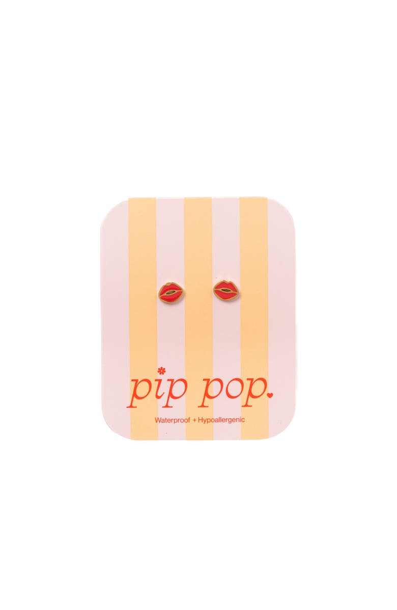 Pip Pop Lips Stud Earrings, Alternate, color, Red