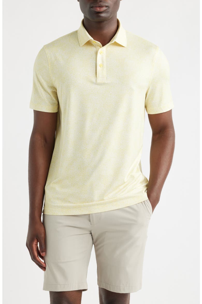 Hydrangea Print Tech Jersey UPF 50+ Golf Polo, Main, color, CANARY
