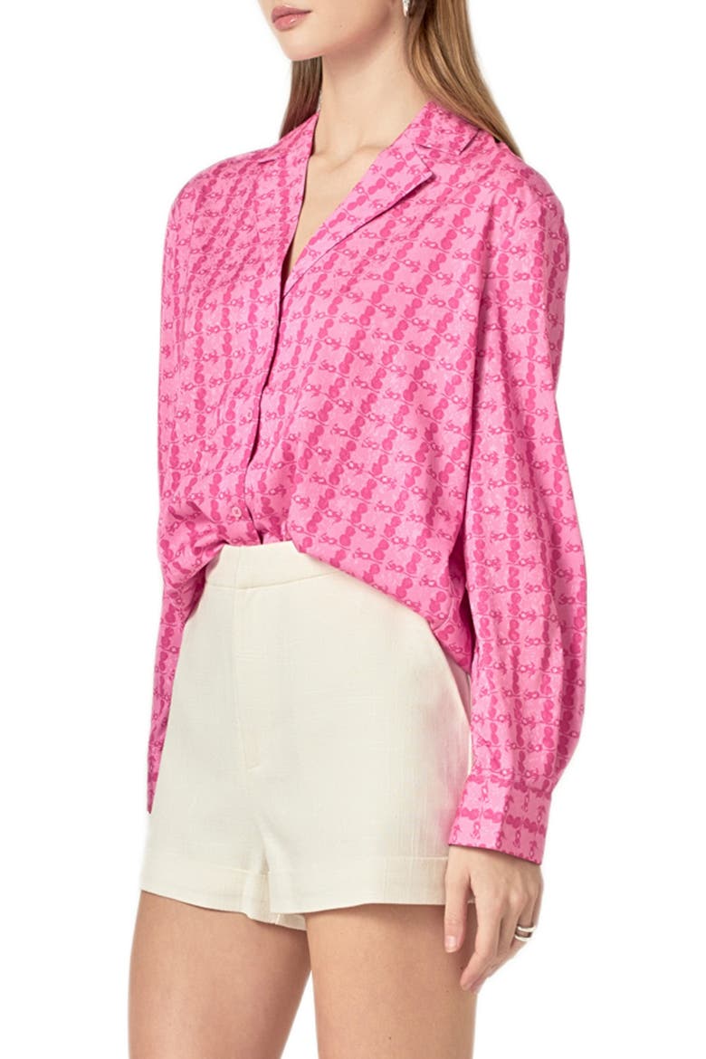 Satin Button-Up Shirt, Alternate, color, PINK