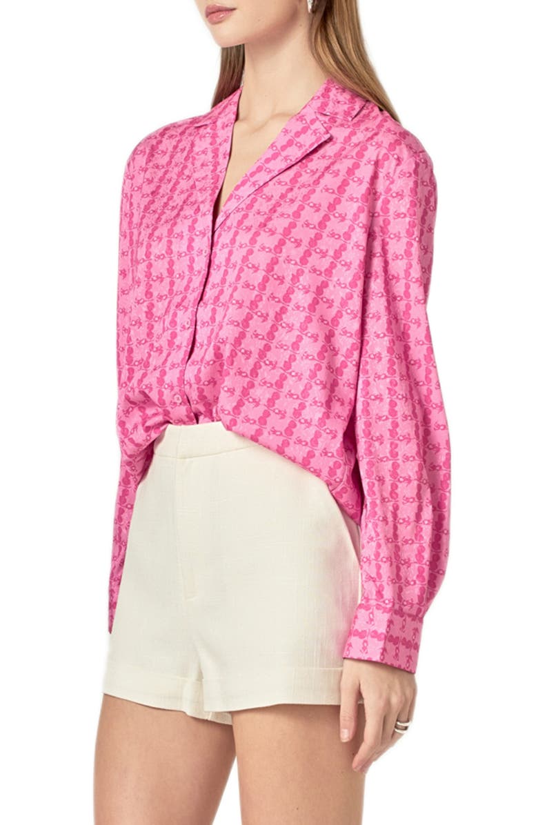 English Factory Satin Button-Up Shirt, Alternate, color, Pink