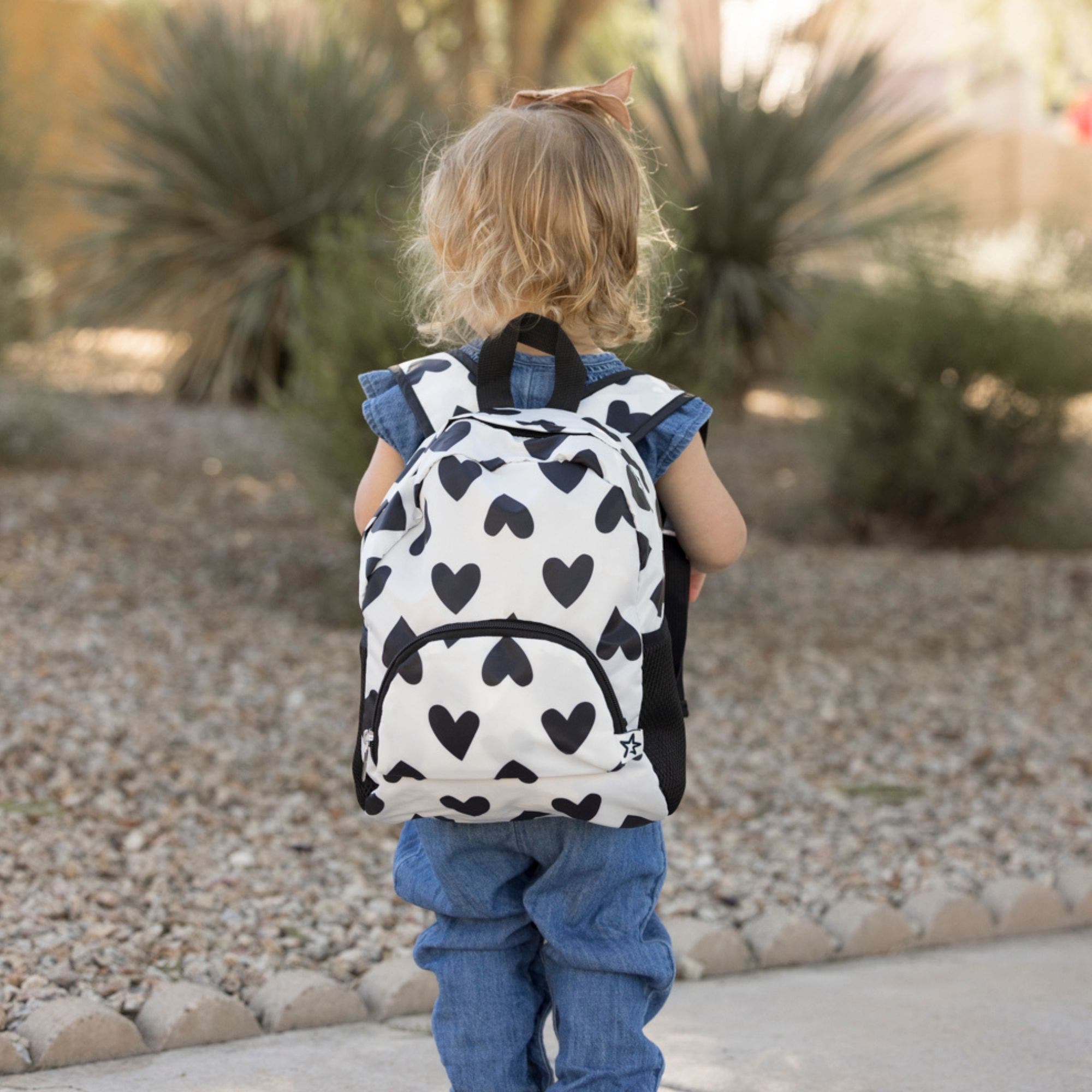 Lightweight Backpack with Fold-Up Pouch, Alternate, color, Black & White