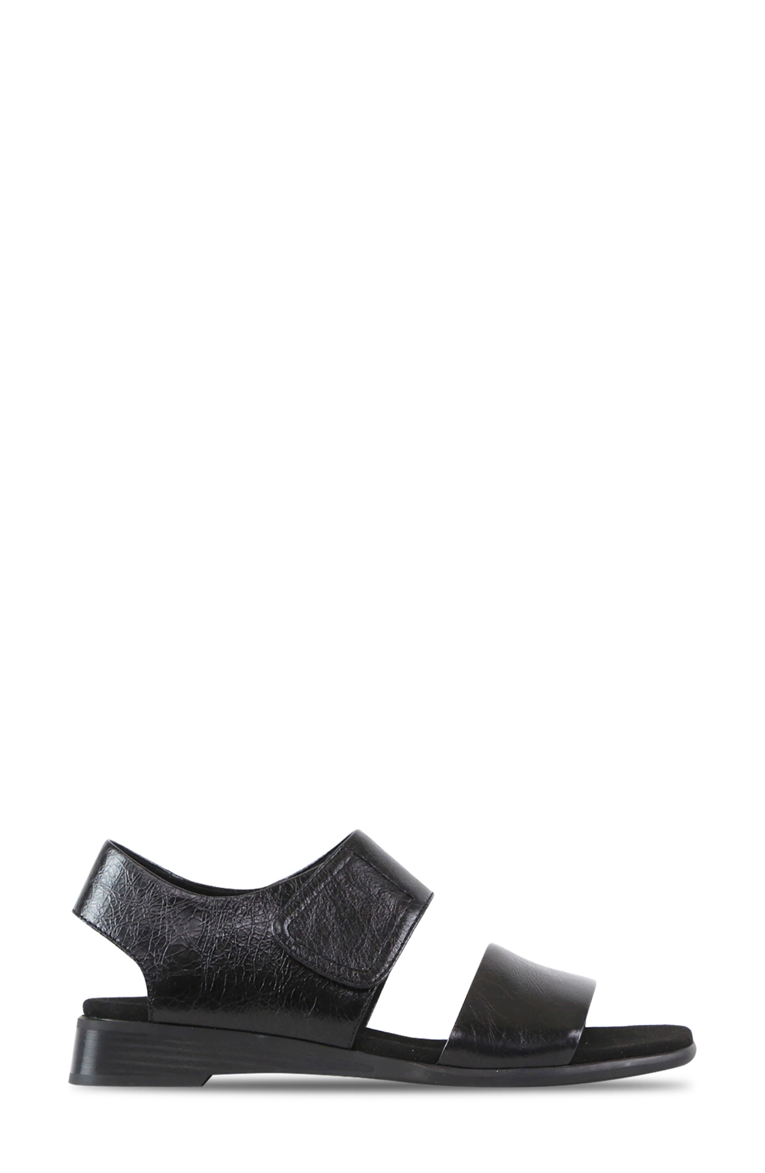 Munro Nissa Ankle Strap Sandal, Alternate, color, Black Calf Leather