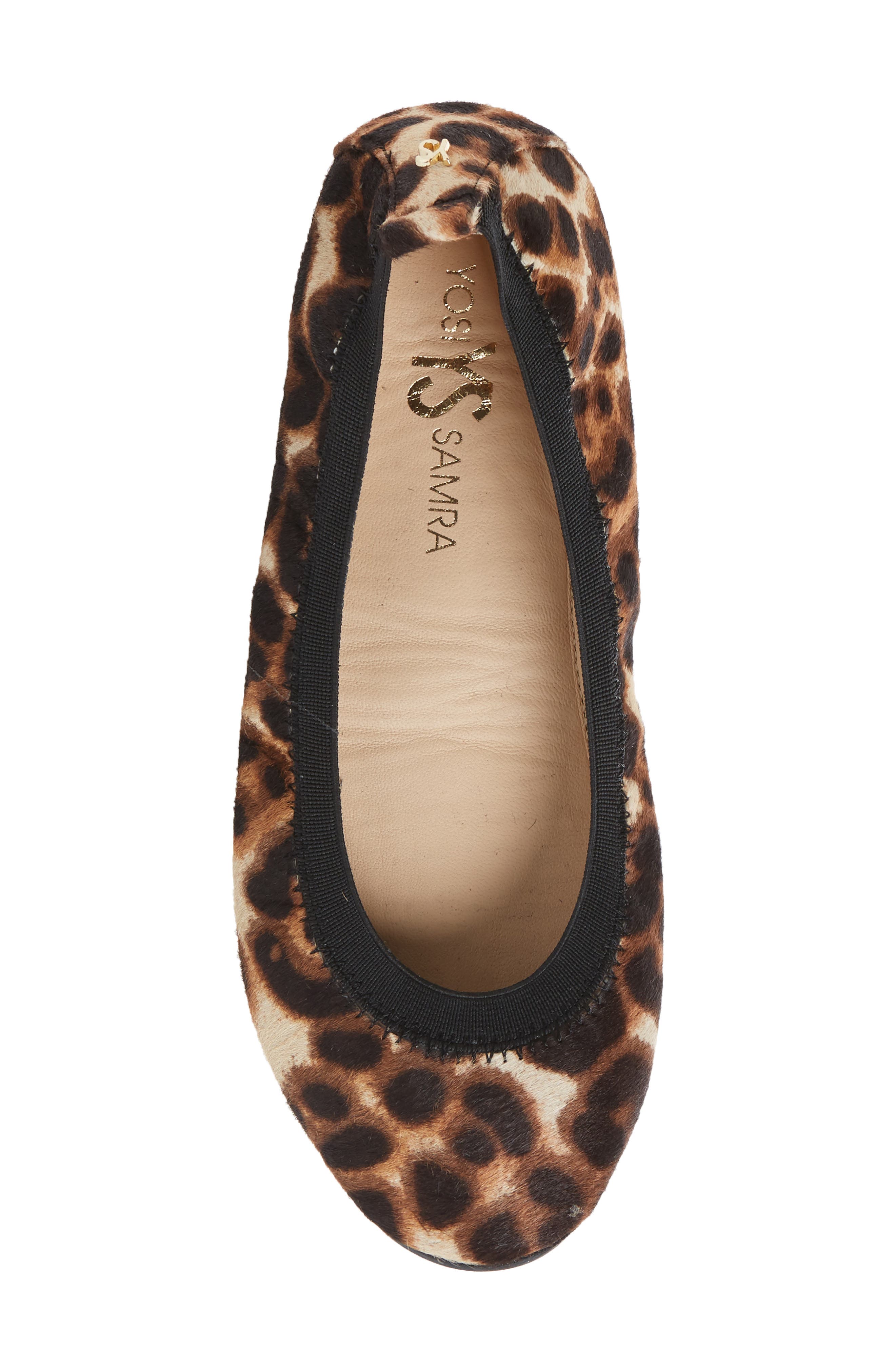 Samara Foldable Ballet Flat, Alternate, color, NATURAL LEOPARD CALF HAIR