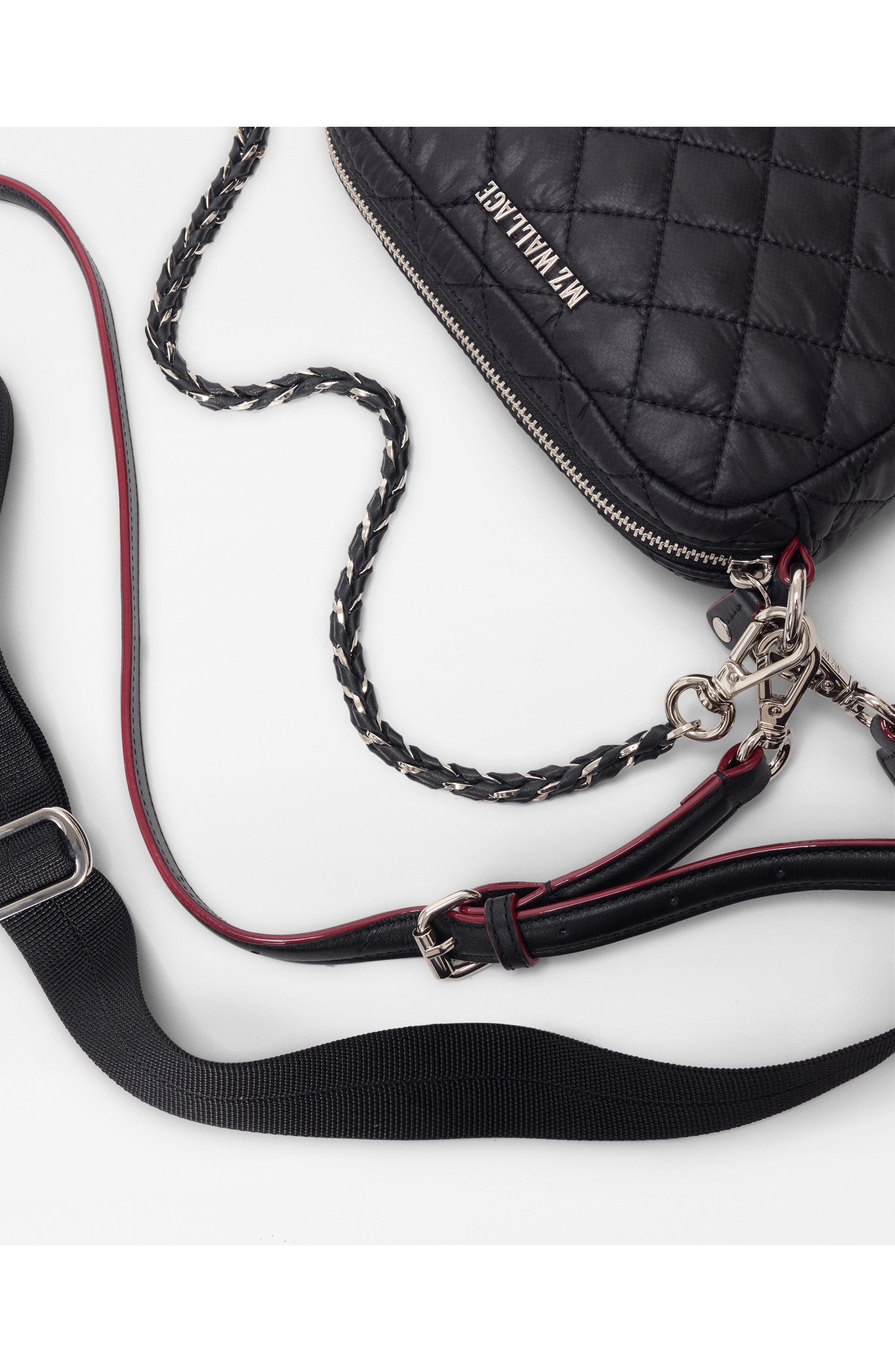 MZ Wallace Mini Crosby Quilted Nylon Crossbody Bag, Alternate, color, Black