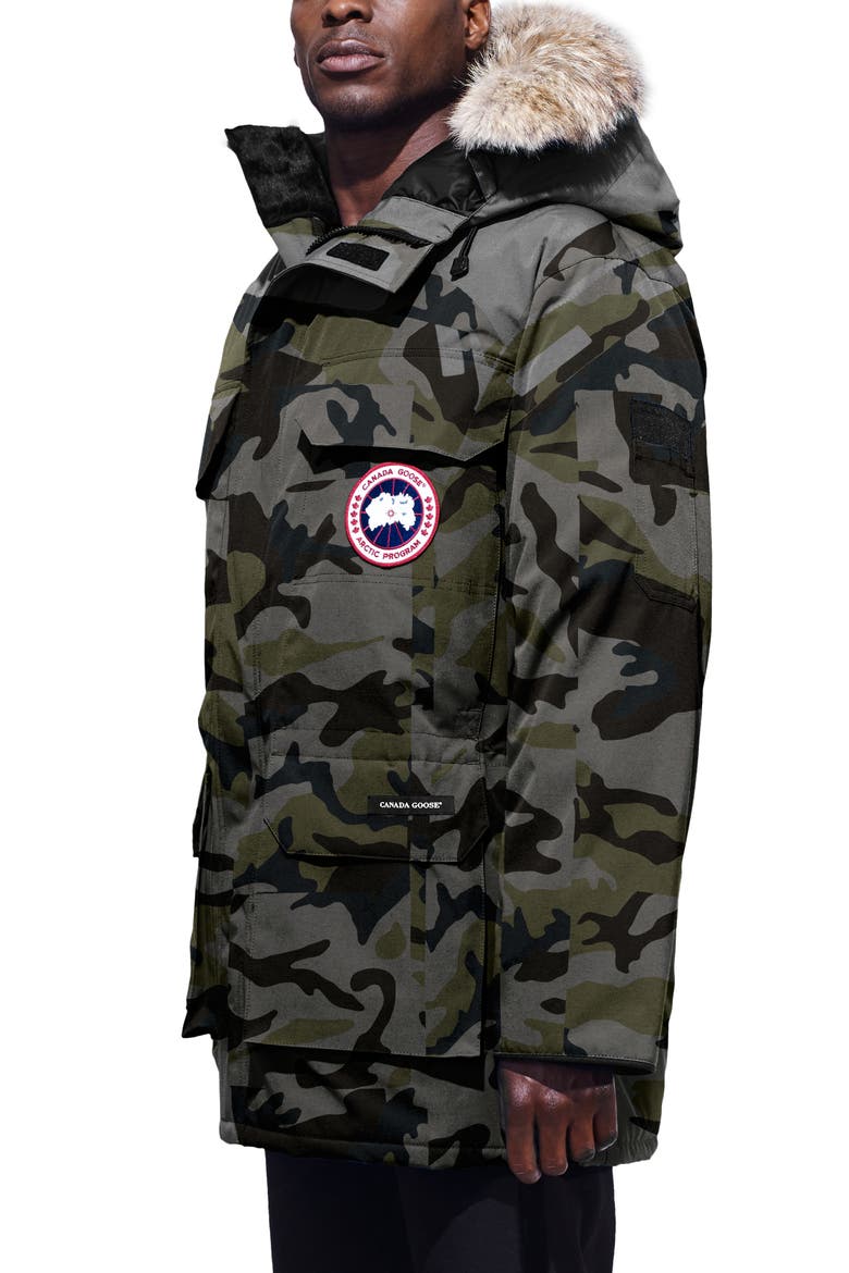 Expedition Extreme Weather 625 Fill Power Down Parka with Genuine Coyote Fur Trim, Alternate, color, CLASSIC CAMO COASTAL GREY