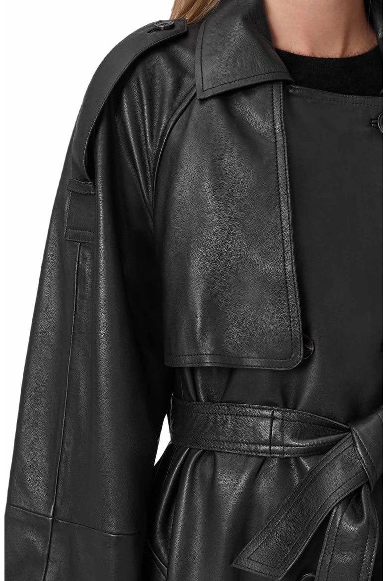 Reed Leather Trench, Alternate, color, BLACK