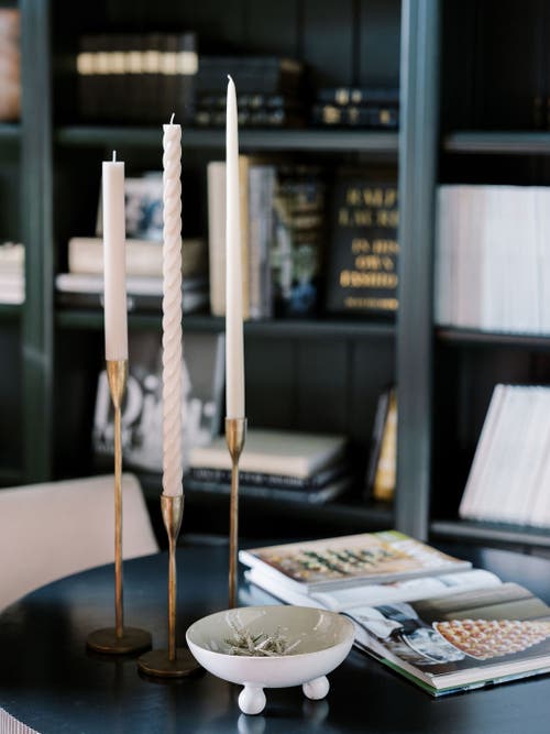 Cg Hunter Handcrafted Antique Brass Candlesticks In Gold