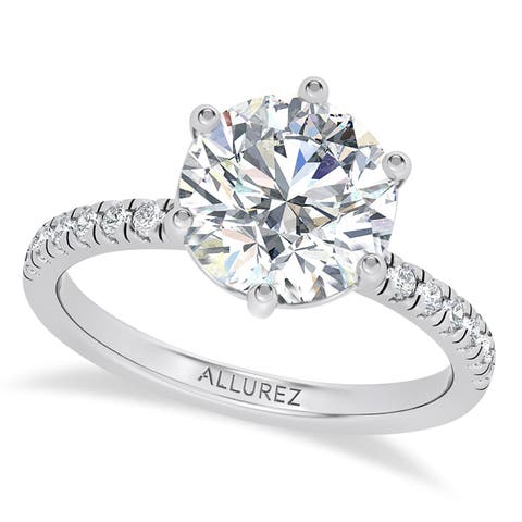 Round Lab Diamond Hidden Halo Engagement Ring 14K