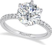 ALLUREZ Round Lab Diamond Hidden Halo Engagement Ring 14K