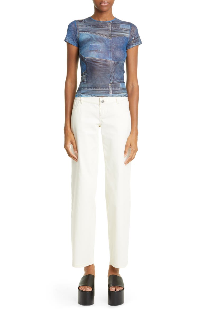 Trompe l'Oeil Mesh Baby Tee, Alternate, color, DENIM