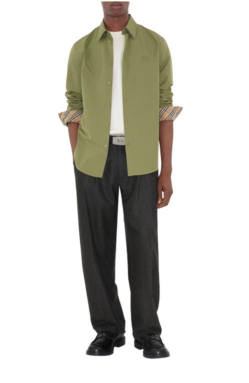 Burberry Regular Fit Cotton Poplin Shirt In Green
