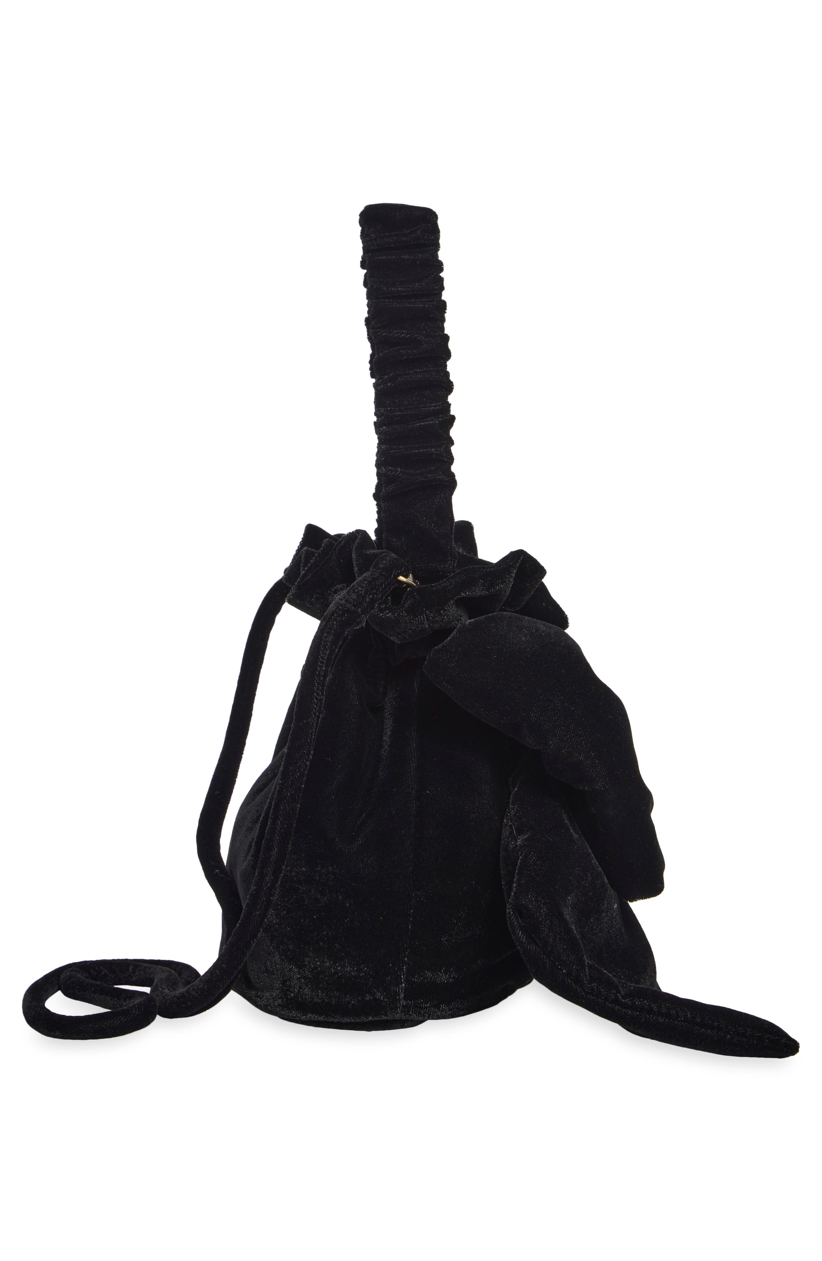 Free People Belle Velvet Bow Bag, Alternate, color, Black