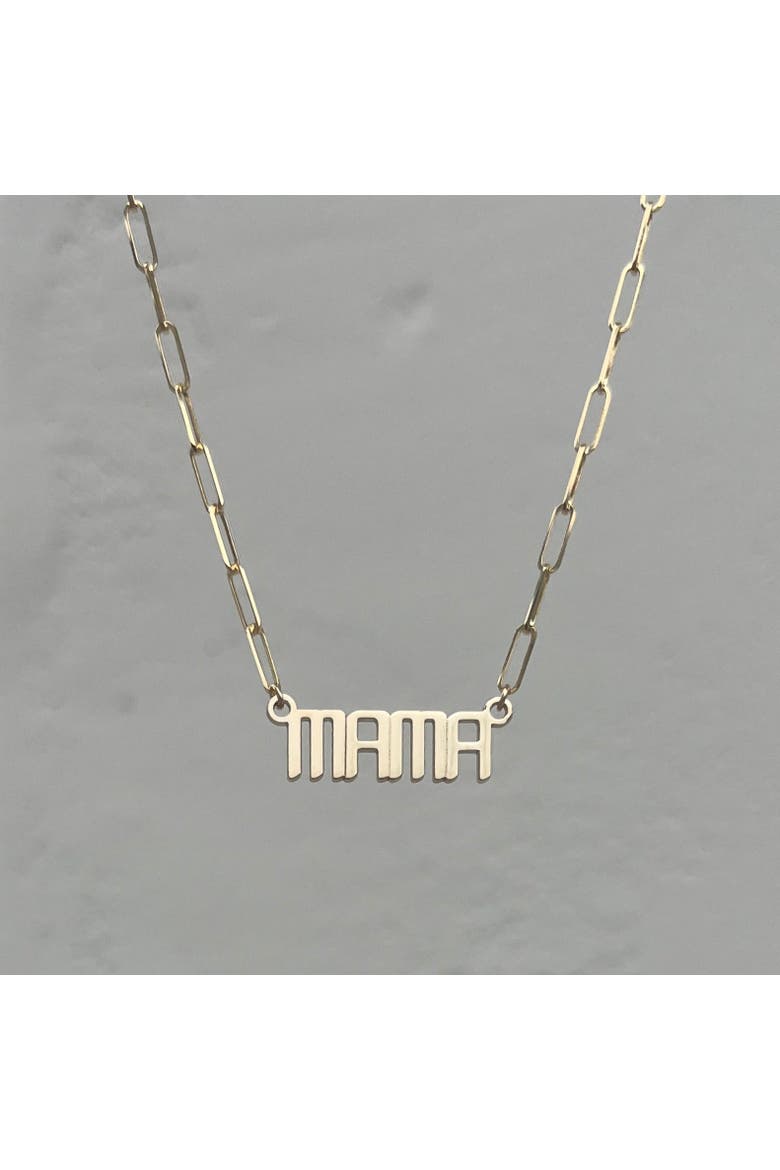 The Signature Mini Mama Nameplate Necklace, Alternate, color, Gold