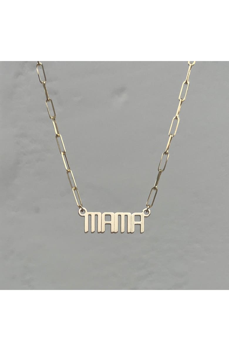 Leni James The Signature Mini Mama Nameplate Necklace, Alternate, color, Gold