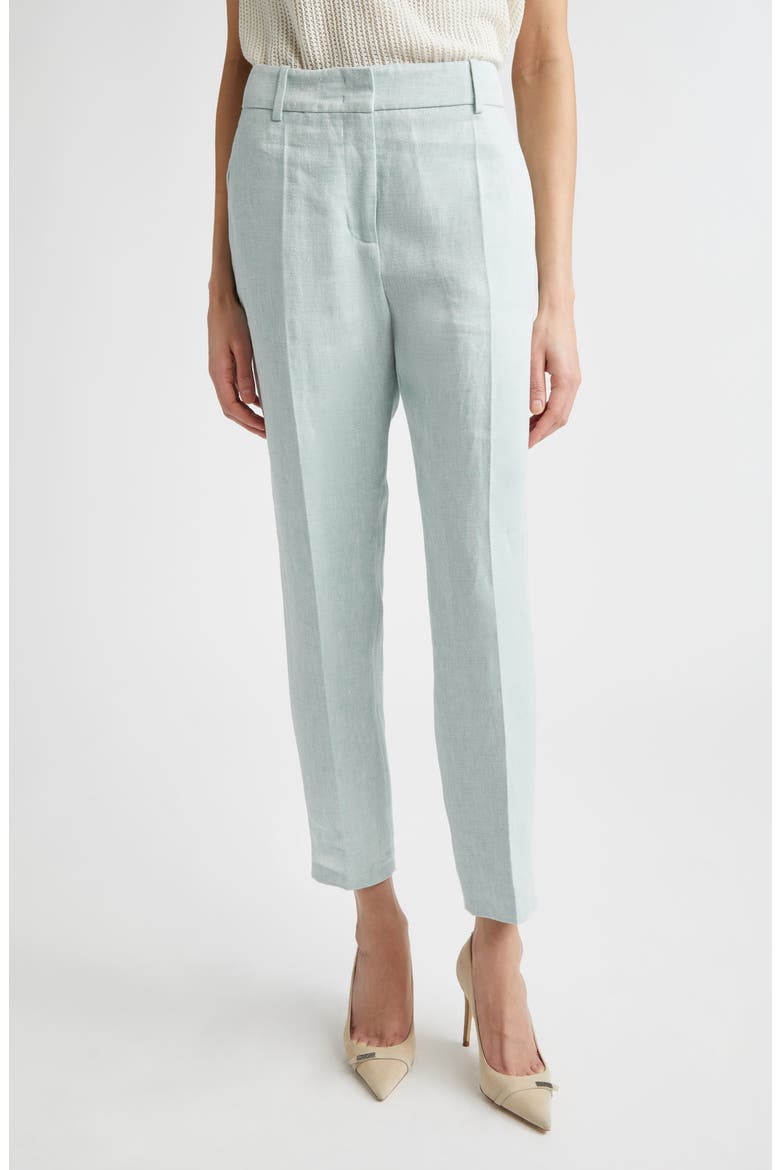 Slim Fit Linen Trousers, Main, color, JADE