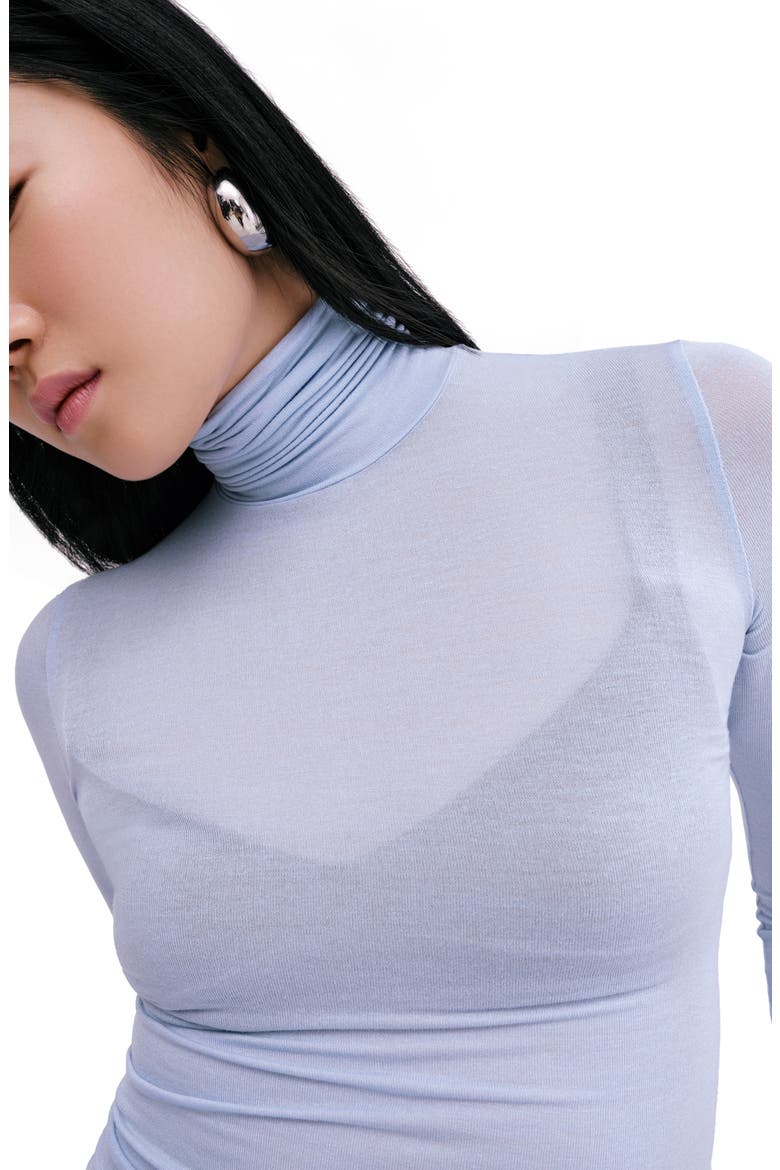 Eloise Turtleneck Semisheer Jersey Top, Alternate, color, ICE BLUE