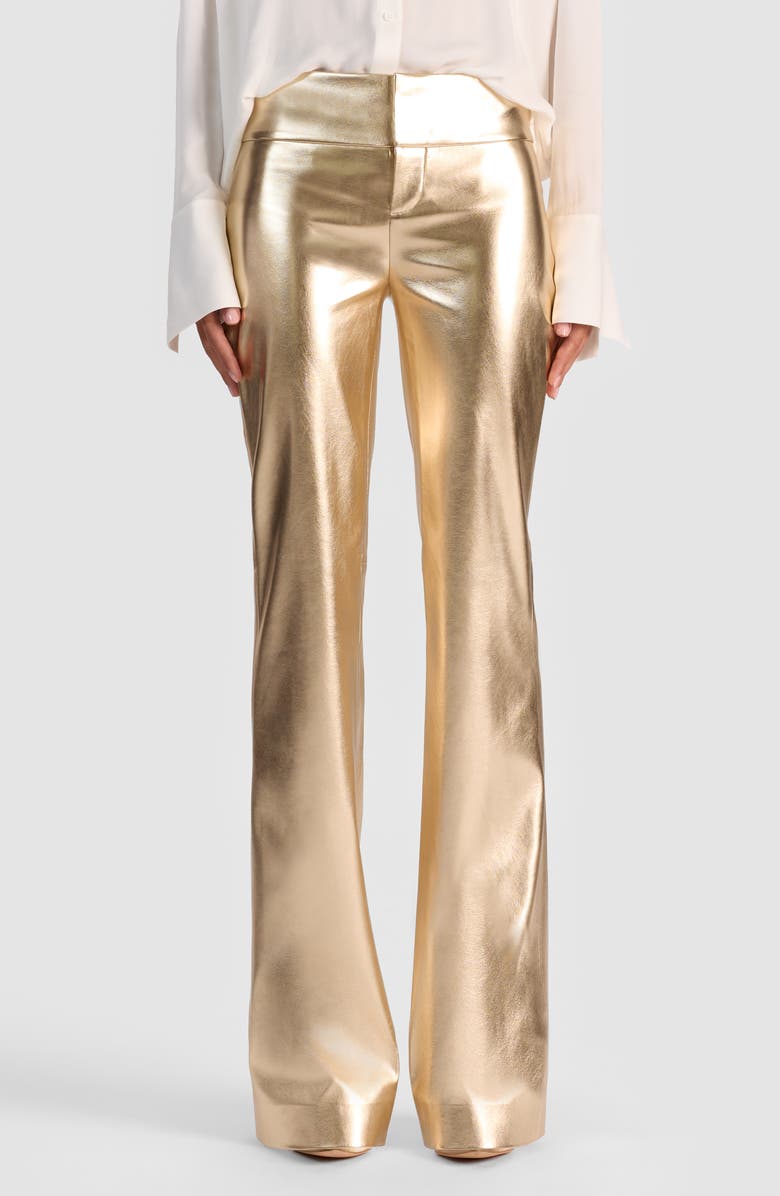 Alice + Olivia Metallic Faux Leather Pants, Main, color, Gold