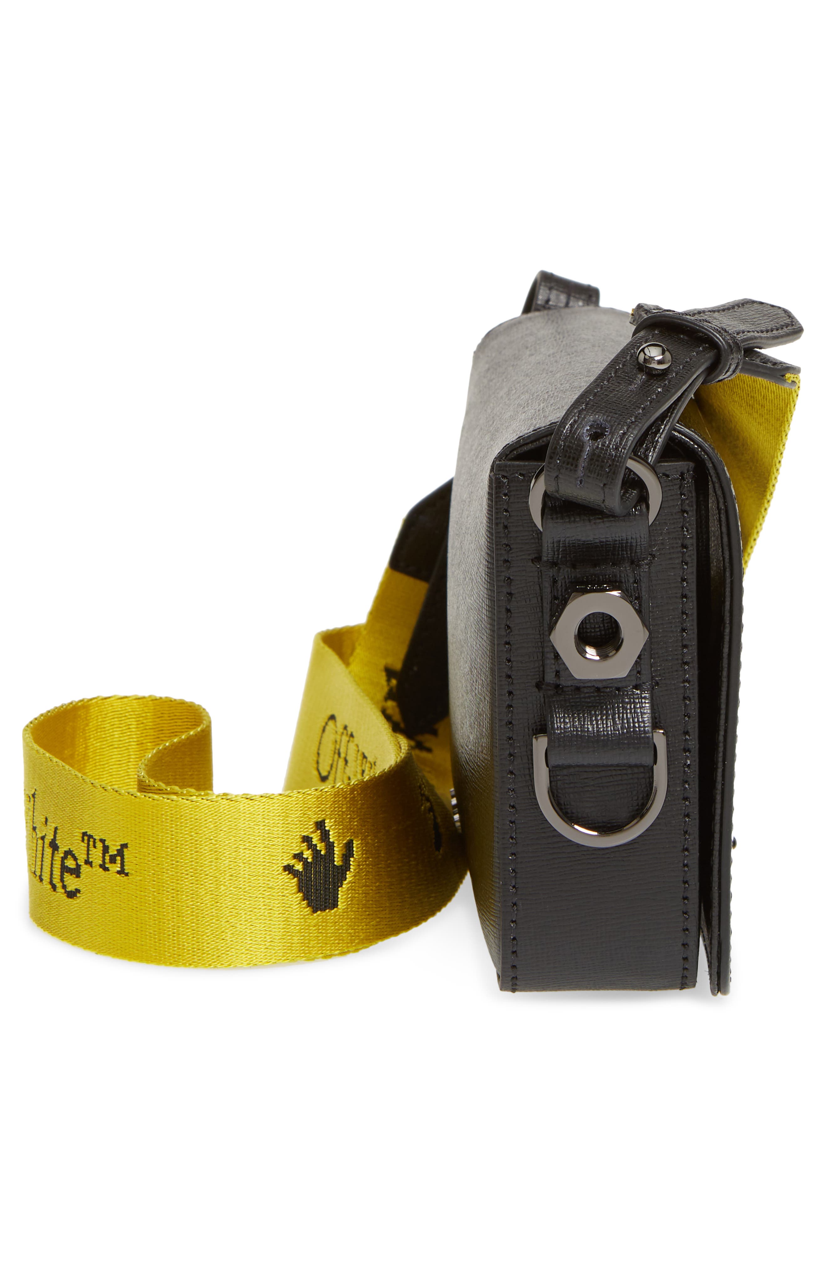 Off-White Mini Binder Clip Diagonal Stripe Leather Crossbody Bag, Alternate, color, 