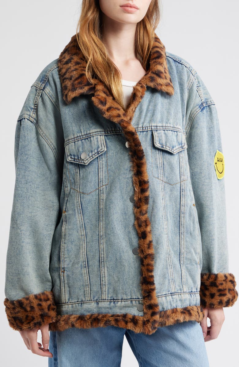 Dressed in Lala Lala Forever Denim Jacket with Faux Fur Trim, Alternate, color, Blue