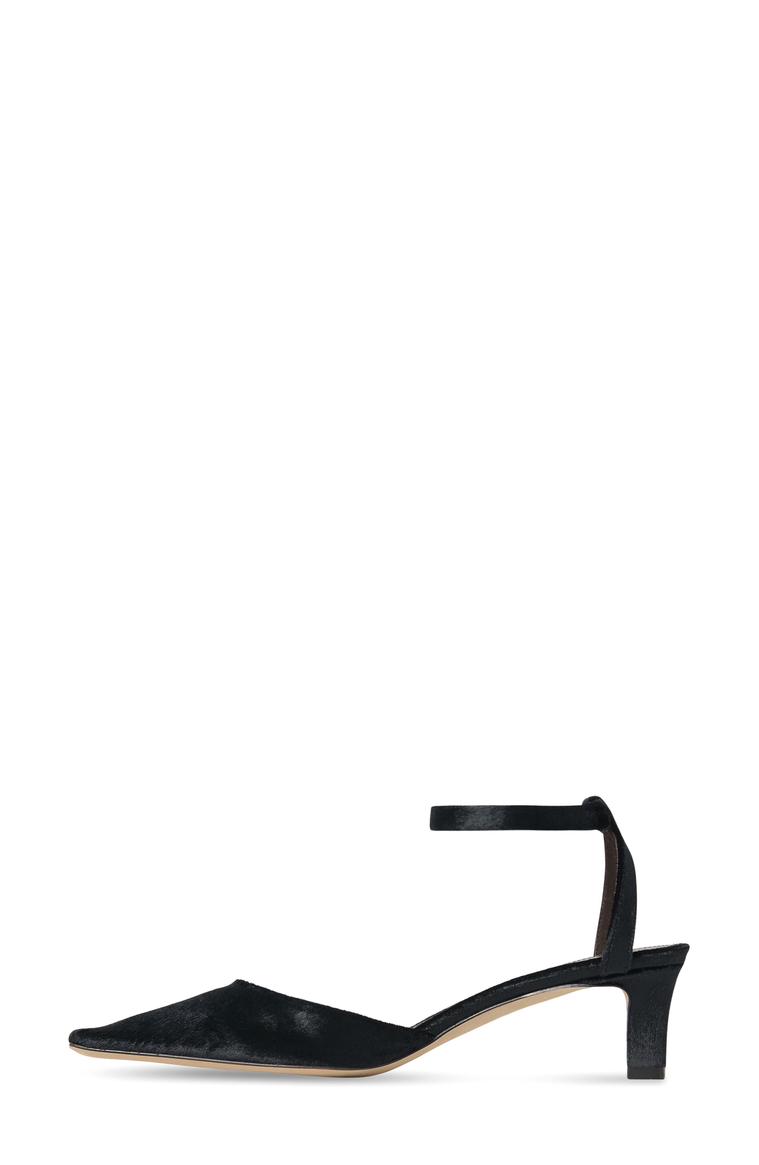The Row Carla Square Toe Velvet Ankle Strap Sandal, Alternate, color, Black