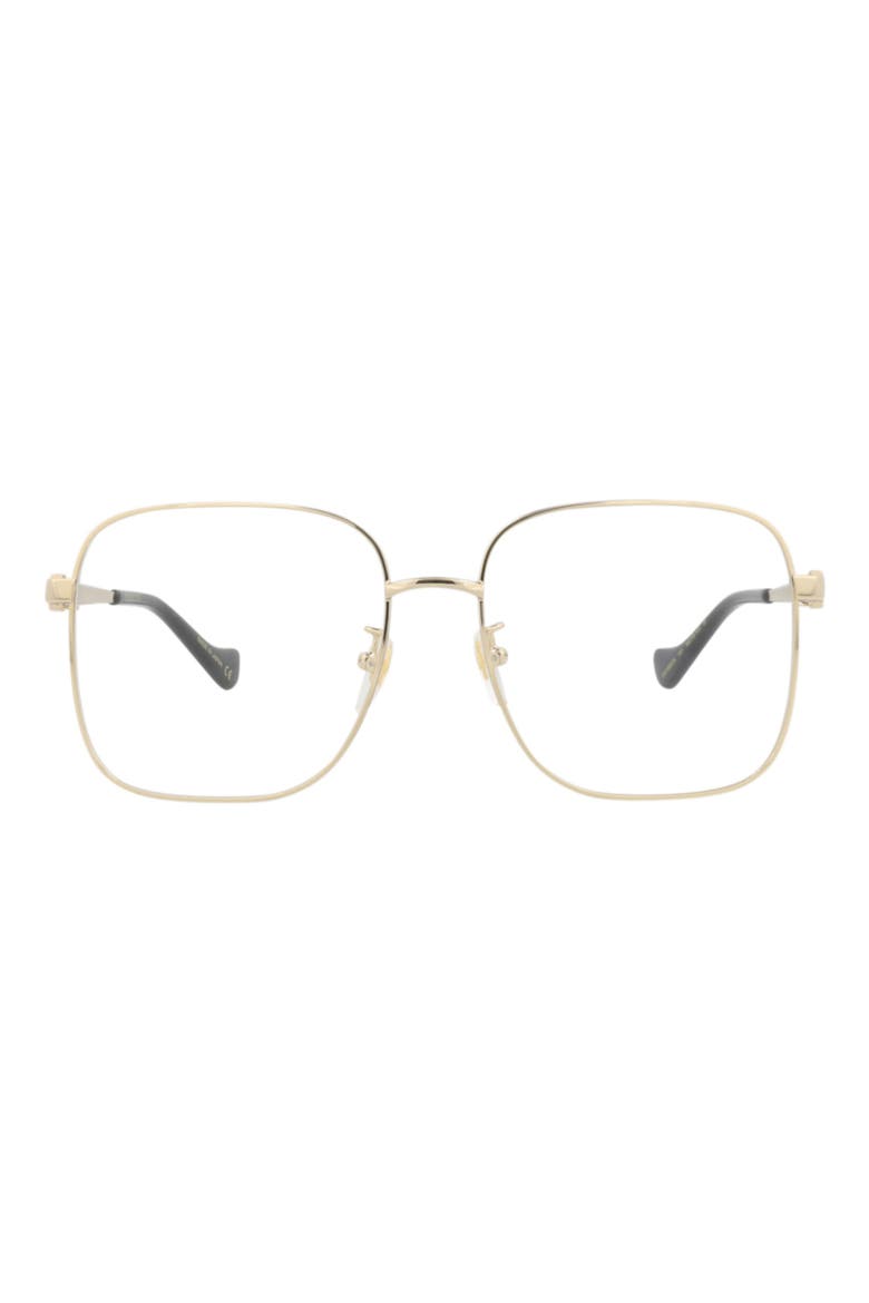 56mm Square Optical Glasses, Main, color, GOLD GOLD TRANSPARENT