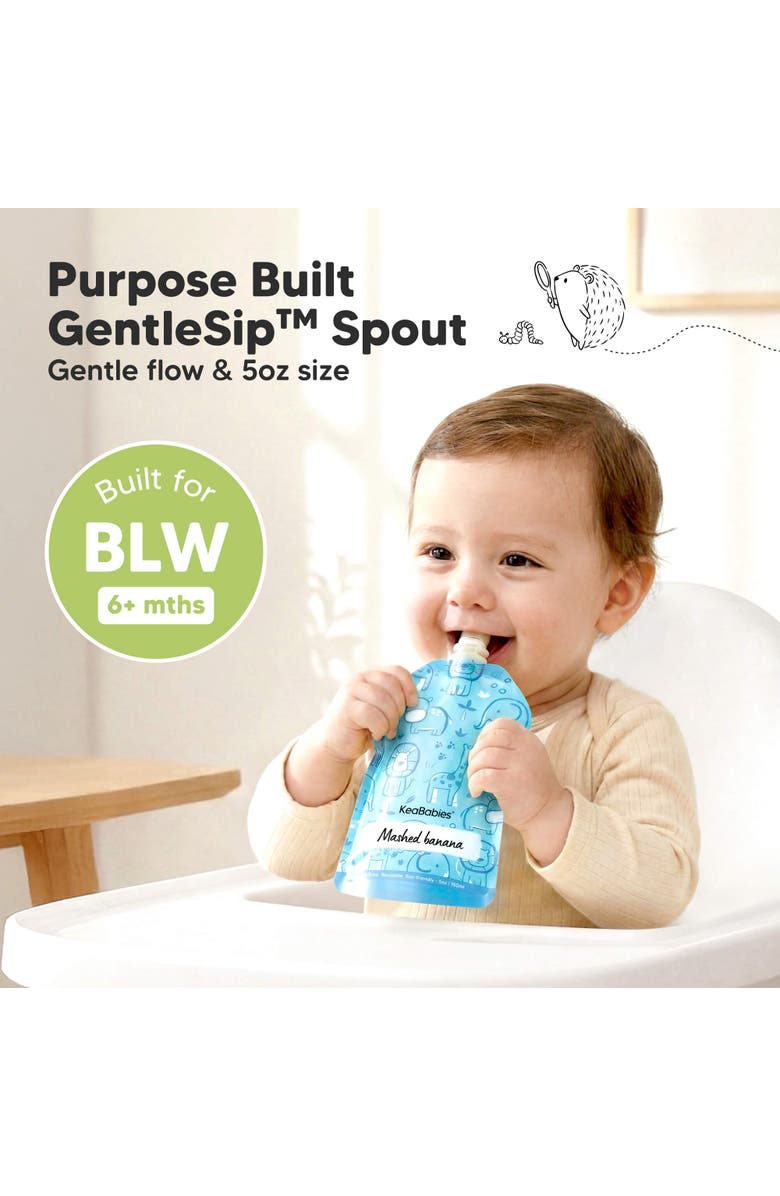 KeaBabies 12-Pack Prep Reusable Food Pouches, Alternate, color, Little Zoo