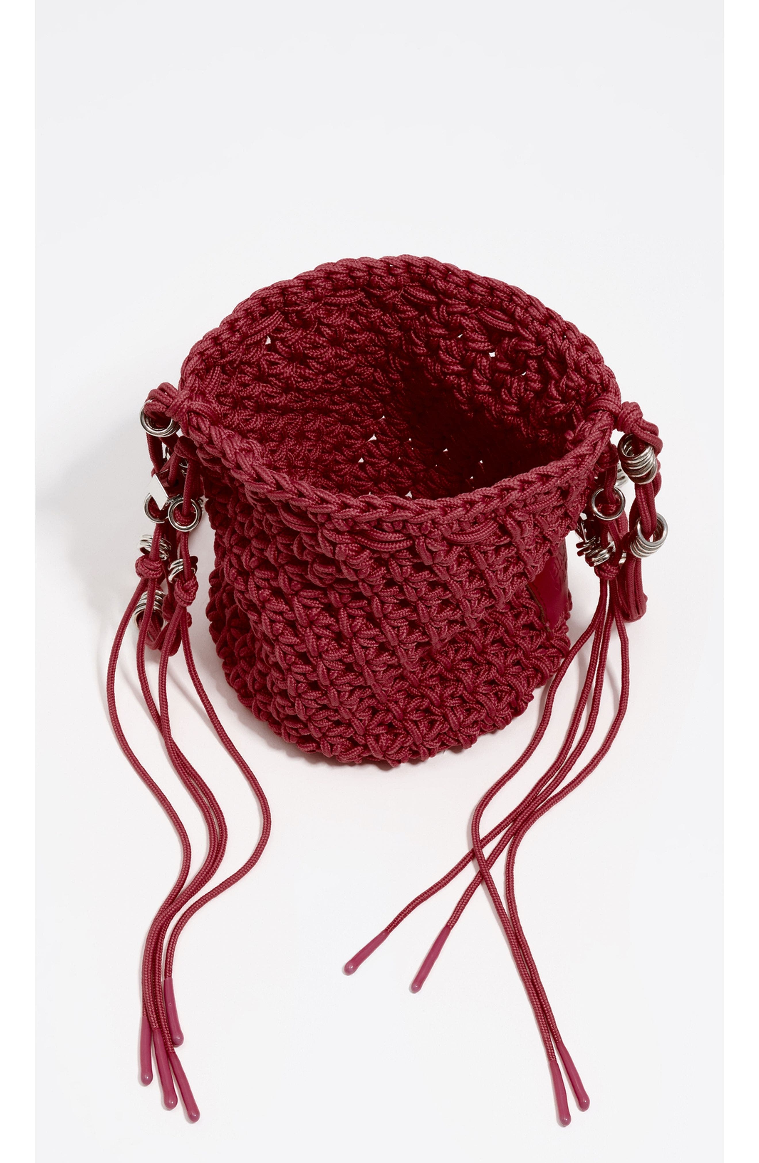 Bimba y Lola Mini Braided Bucket Bag, Alternate, color, Garnet