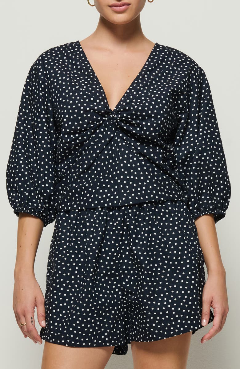 Nation LTD Celeste Puff Sleeve Top, Main, color, Cabana Polka Dot