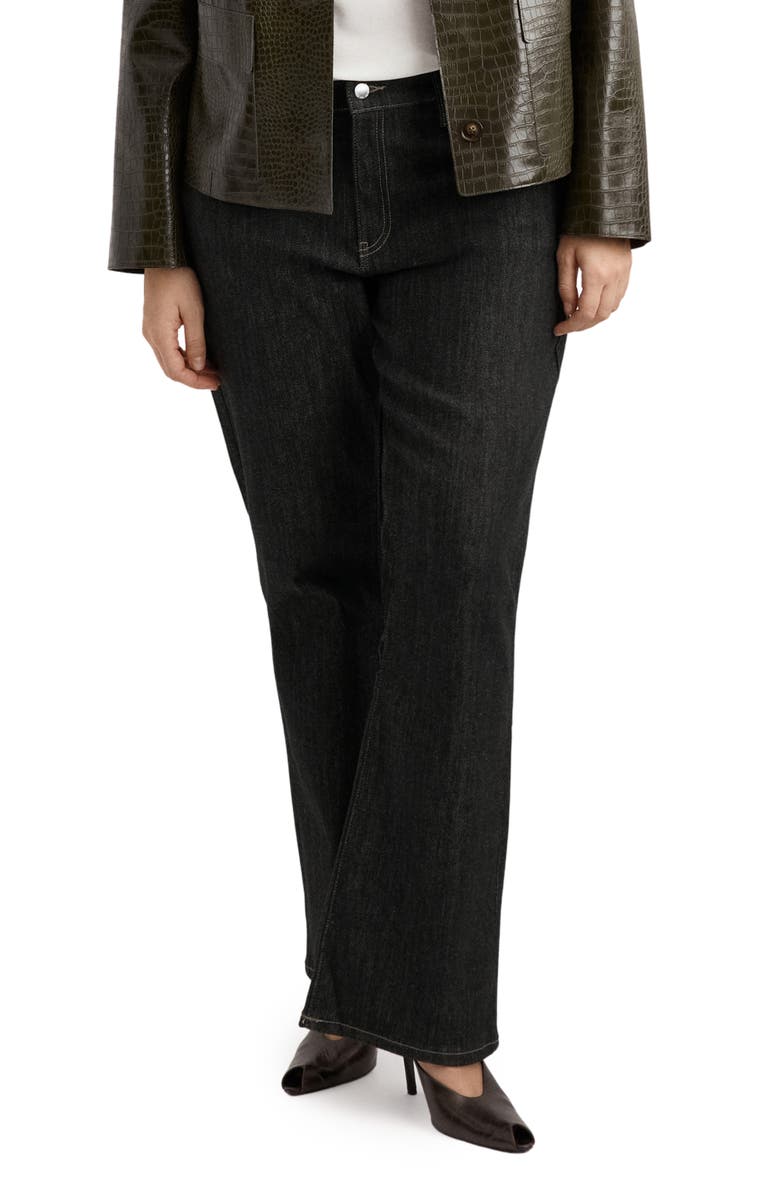 MANGO Mid Rise Flare Jeans, Main, color, Black