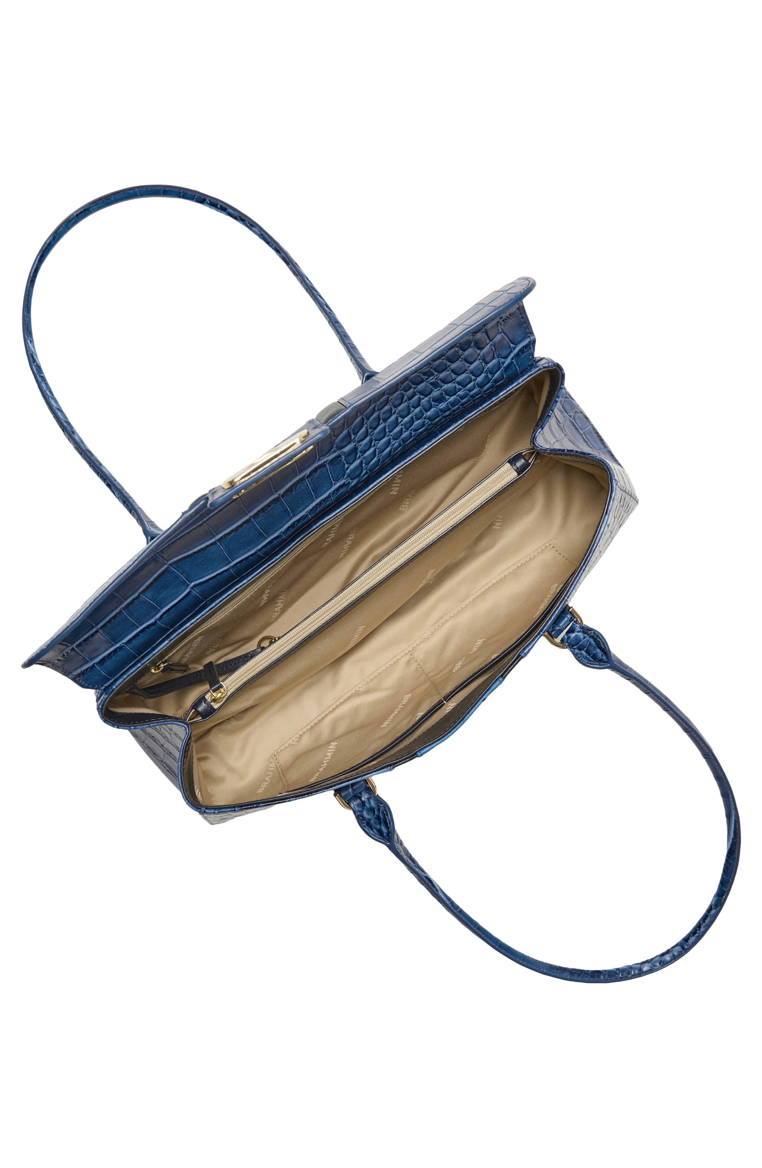 Dayan Embossed Leather Shoulder Bag, Alternate, color, RETRO BLUE