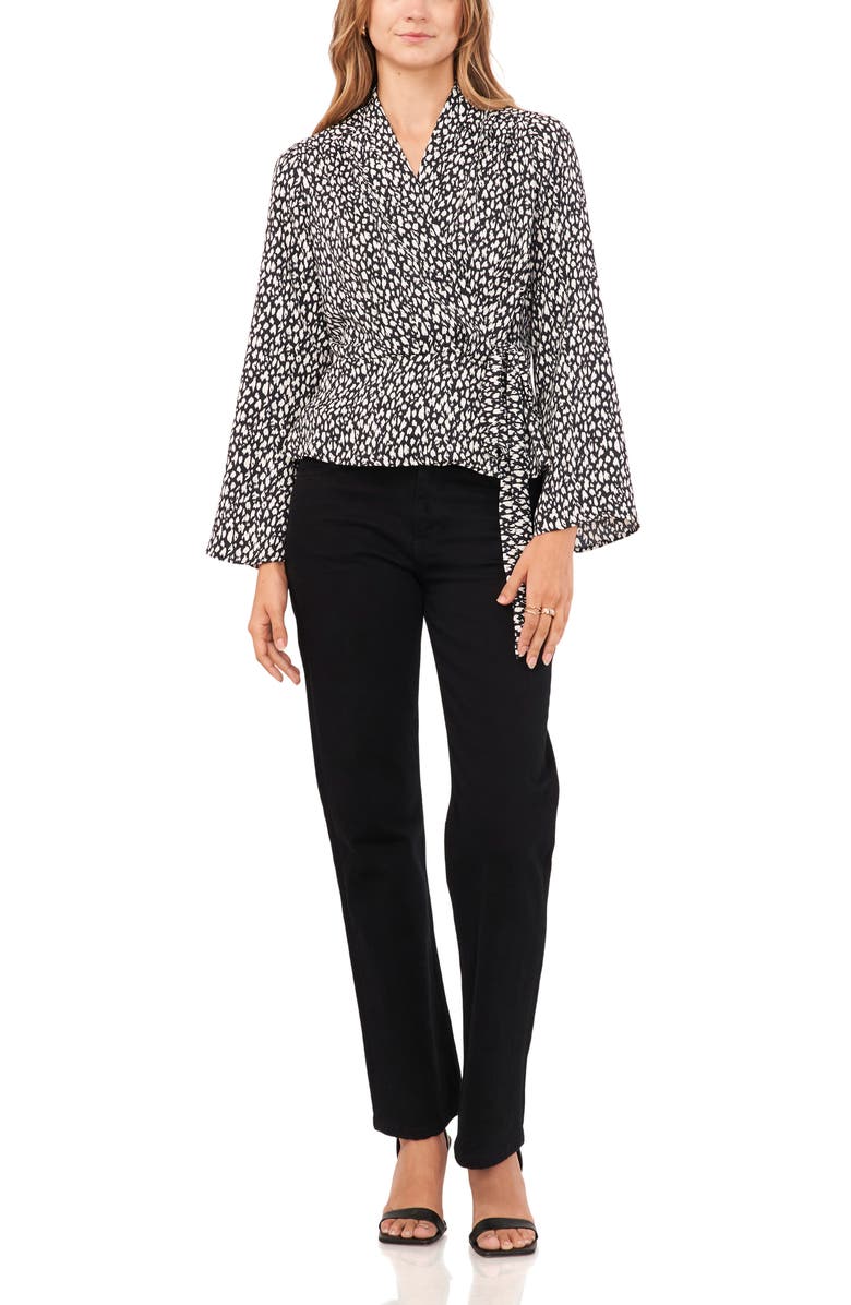 Vince Camuto Animal Print Faux Wrap Top, Alternate, color,
