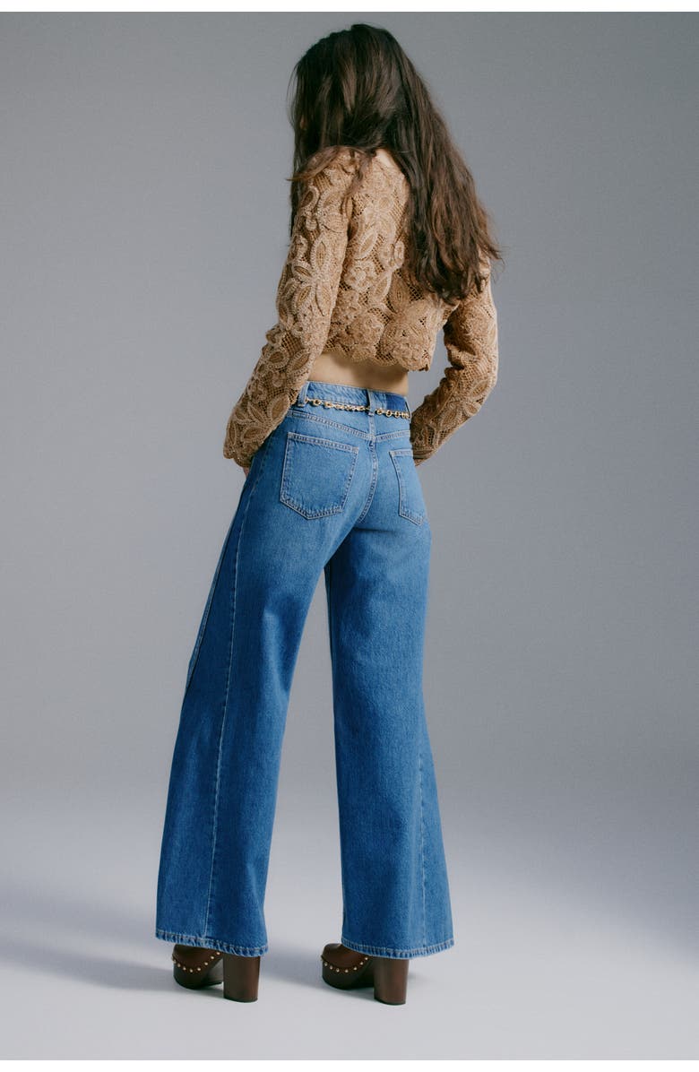 H&M Flared High Waist Jeans, Alternate, color, Denim Blue