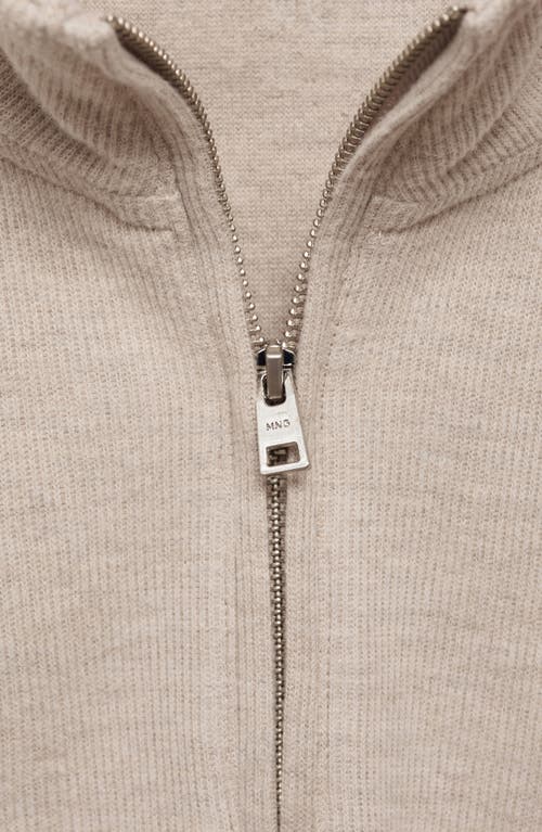 Mango Knit Cotton Blend Sweatshirt In Sand
