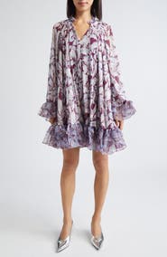 Cinq à Sept Clairette Tie Neck Long Sleeve Swing Dress