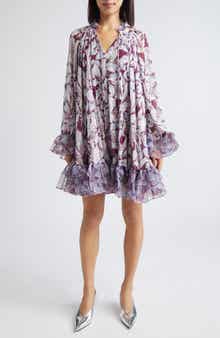 Cinq à Sept Clairette Tie Neck Long Sleeve Swing Dress