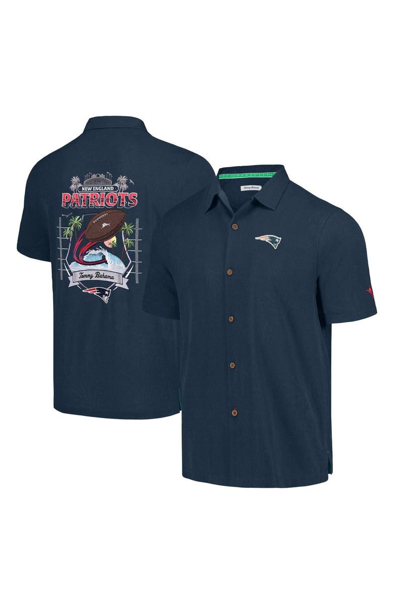 Tommy Bahama Men's Tommy Bahama Navy New England Patriots Tidal Kickoff Camp Button-Up Shirt, Main, color, Navy