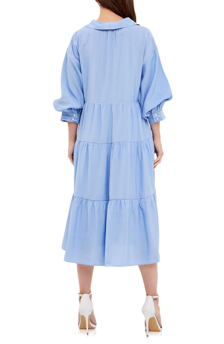English Factory Balloon Sleeve Tiered Midi Dress, Alternate, color,