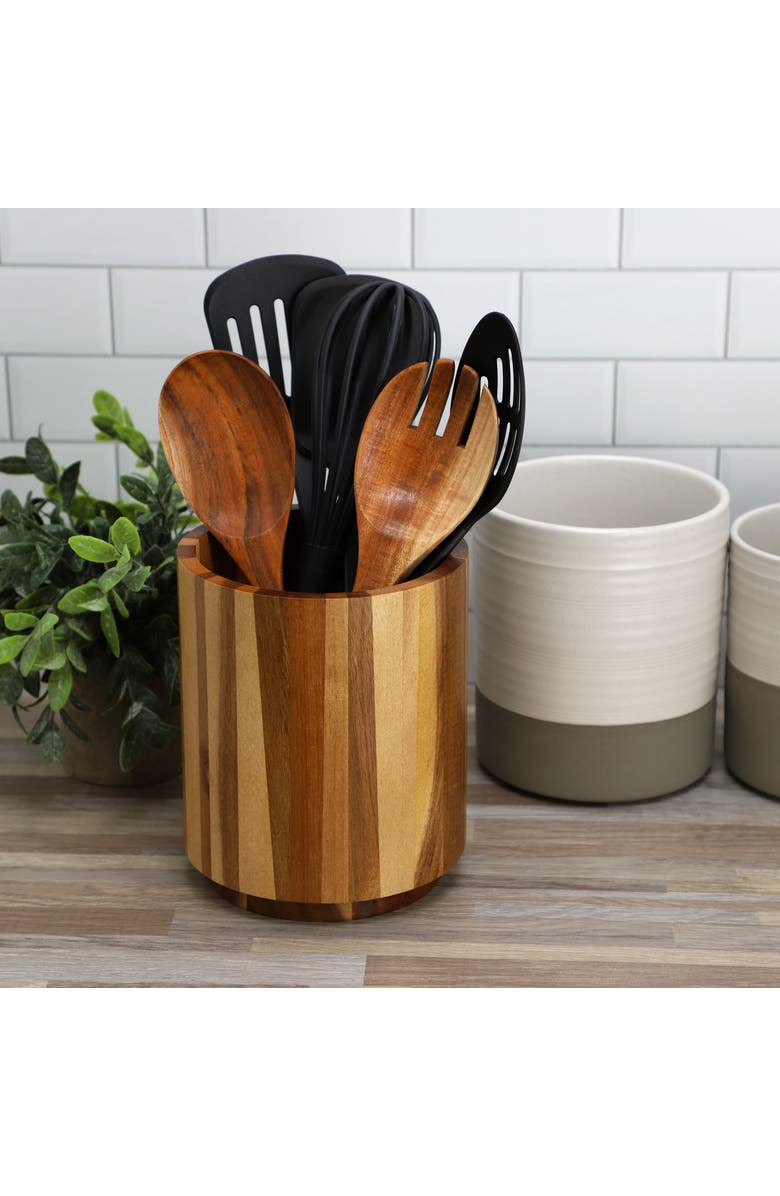 Megachef Acacia Wood 360 Rotating Utensil Holder, Alternate, color, Acacia