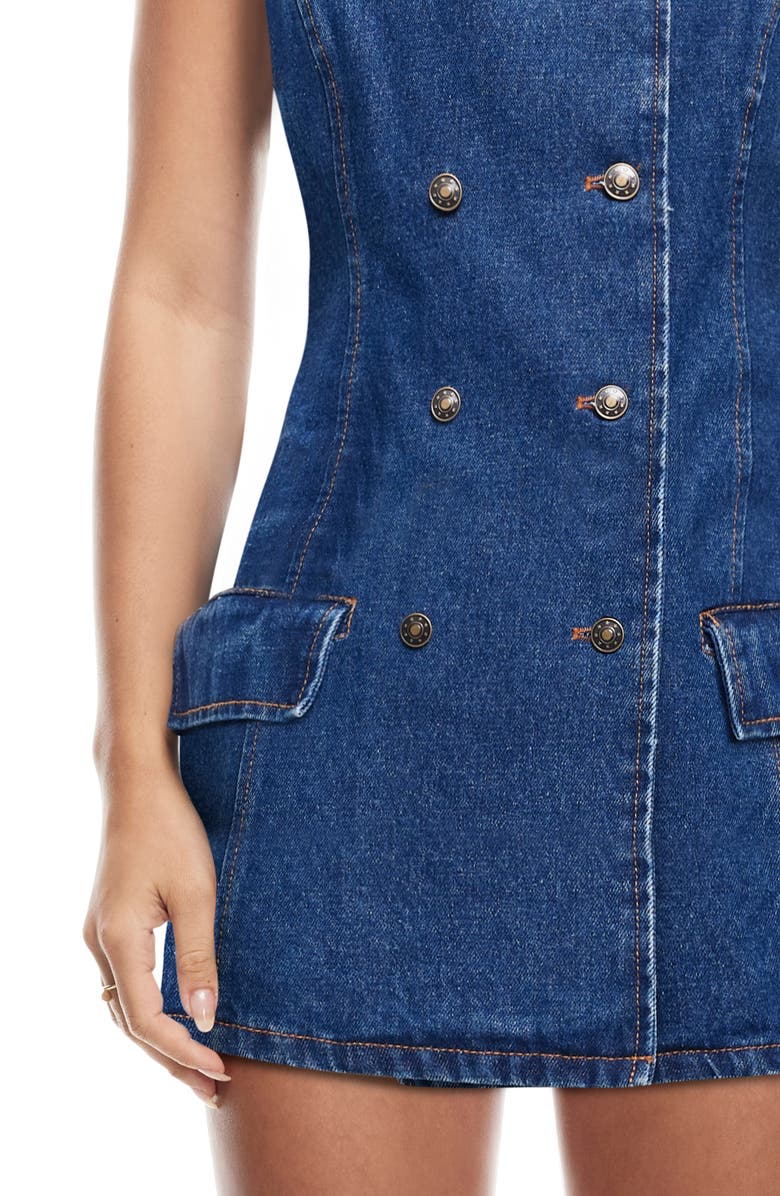 LIONESS L'Esprit Double Breasted Denim Minidress, Alternate, color, Indigo